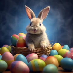 easter bunny with eggs