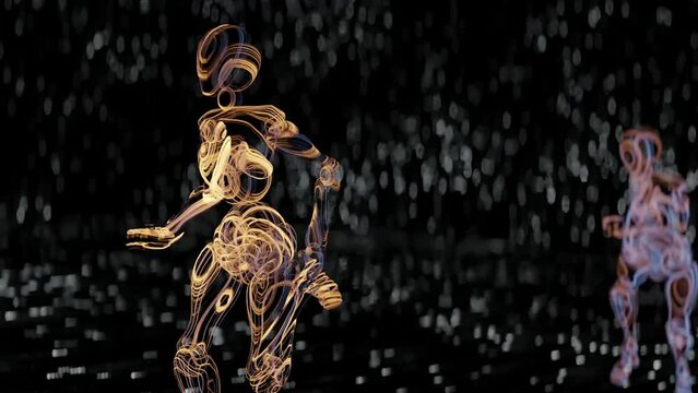 Cross country running 3d abstract animation