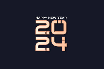 2024 new year logo design with gold colored 3d numbers