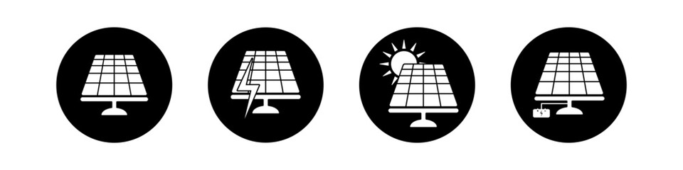Solar panel with sun energy. Green energy. Sun power station. Vector icon illustration.