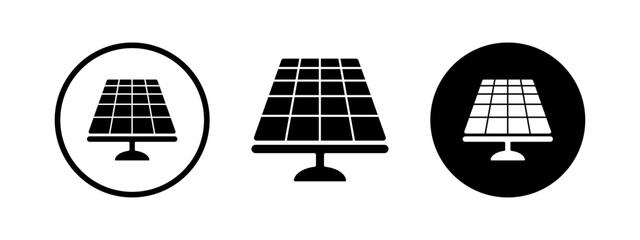 Solar panel with sun energy. Green energy. Sun power station. Vector icon illustration.