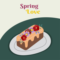 Dessert Spring Love Cake with Vanilla cream