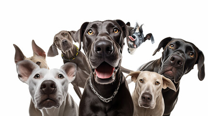 Thai Ridgeback taking a selfie with other dogs on an isolated background. ,generative AI