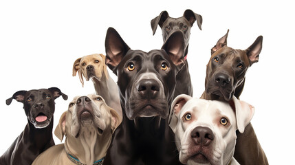 Thai Ridgeback taking a selfie with other dogs on an isolated background. ,generative AI