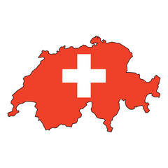 Switzerland map background with regions, region names and cities in color. Switzerland map isolated on white background. Vector illustration
