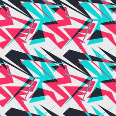 Abstract unusual geometry seamless pattern with curved geometry elements