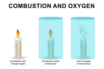 Relationship of combustion with oxygen with glass jar