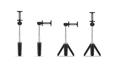 Tripod stand monopod for mobile devices vertical horizontal smartphone holding set realistic vector