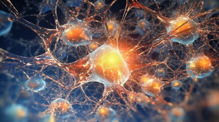 A human brain depicted as a network of interconnected neurons, Generative AI