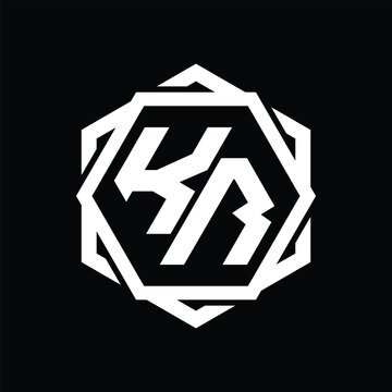 recommend clip art: KR Logo monogram hexagon shape with geometric abstract outline design template