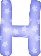 Letter H with star pattern in blue tone