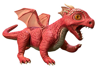 3D Rendering Fairy Tale Dragon on White