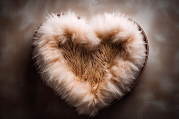 Romantic Heart-Shaped Fluffy Box on Background for Valentine's Day Decoration and Celebration with Copy Space for Gift