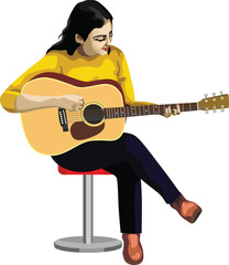 Girl Playing Guitar Music Vector