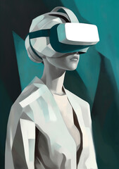 vr man gadget goggles tech digital technology glasses futuristic cyber headset. Generative AI.