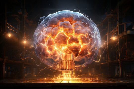 Concept art of a human colorful brain exploding with knowledge,emotins and bursting with creativity Ai generative