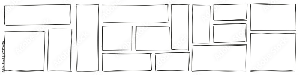 Aufkleber rectangle frame line. square shape outline on hand draw style. vector illustration isolated