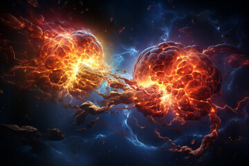 Obraz premium Concept art of a human colorful brain exploding with knowledge,emotins and bursting with creativity Ai generative