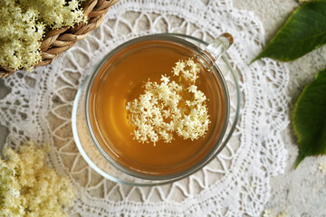 Herbal tea with black elder blossoms