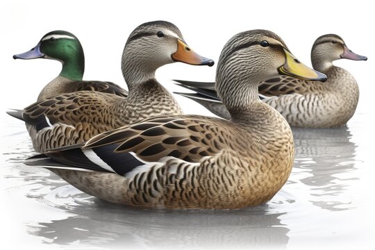 group of ducks isolated on white background. Generated by AI