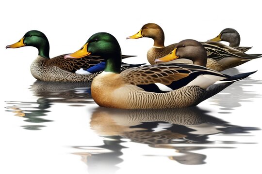 group of ducks isolated on white background. Generated by AI