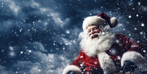 Christmas background with Santa Claus. Illustration AI Generative.