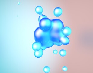 Futuristic Liquid 3d render blue abstract shape