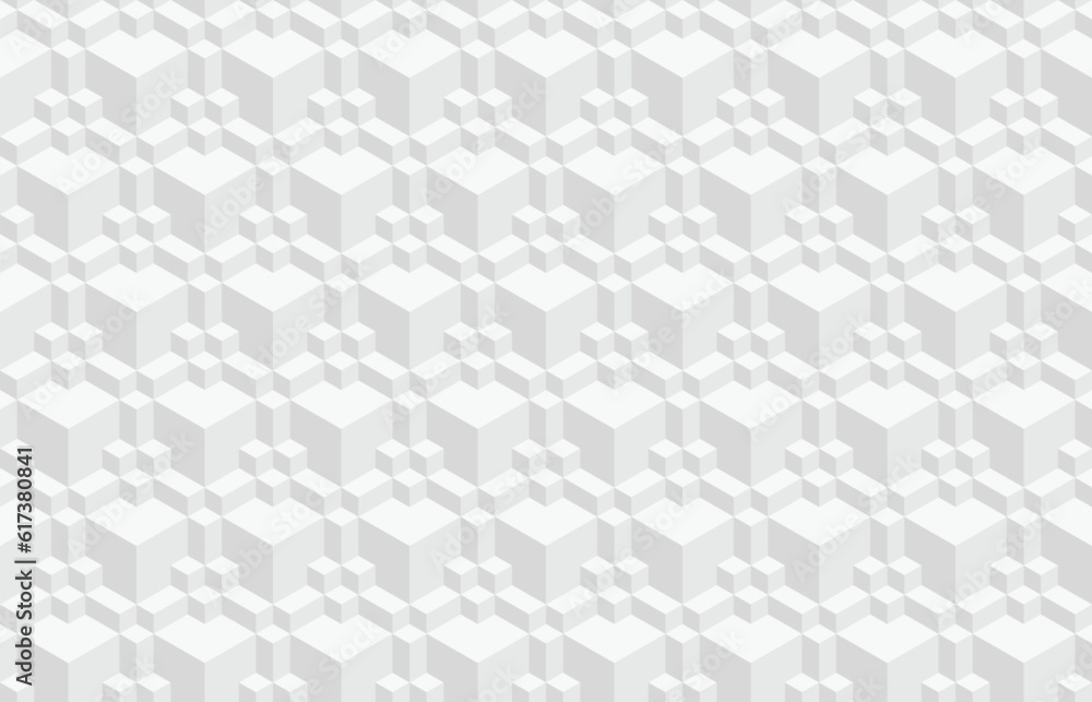 Wall mural abstract black and white 3d geometric seamless pattern. isometric hexagonal cubes optical illusion m