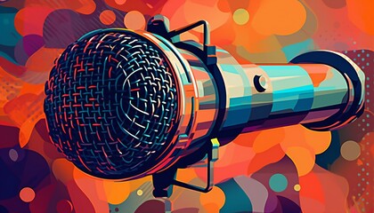 illustration of a high quality microphone for international podcast day. Generative ai illustration - Powered by Adobe