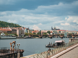 Fototapeta na wymiar Prague, Czech Republic - 05 12 2023: Prague. Panoramic view of the city. Beautiful European city