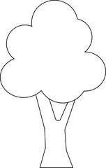 A small tree, a simple image of a plant - a vector linear picture for a children's coloring book. Outline. Tree stylized black and white for coloring
