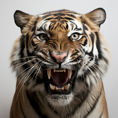 Sumatra tiger (Panthera tigris sumatrae)  white background , ai generated<@1074072328423616662>