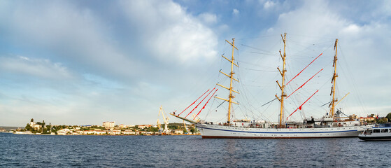 A large three-masted frigate in the Southern Bay