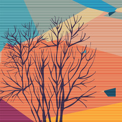 Abstract landscape. Vector polygonal illustration with space for text.