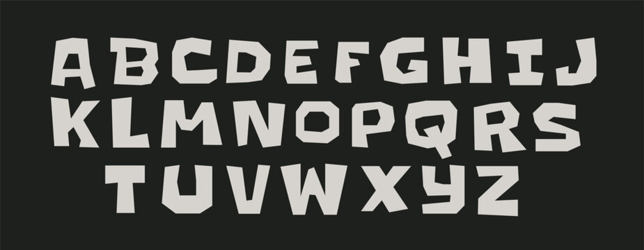 Cut out paper Alphabet Letters set. Scrapbook collage Font