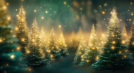 light yellow tree winter celebration bokeh background christmas decoration holiday blur. Generative AI.