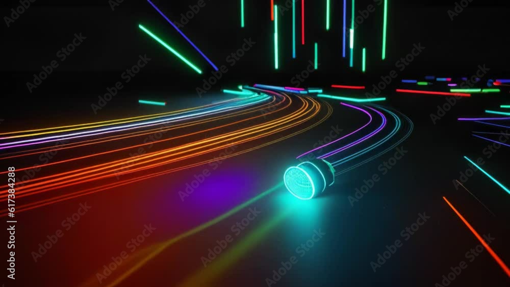 Aufkleber colorful abstract lines in a dark background. generative ai