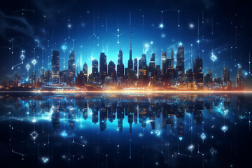 Obraz na płótnie Canvas Generative AI - Smart city and intelligent communication network, 5G technology concept.