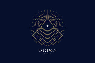 Minimal sun logo, Solar logotype, Minimalistic, Simple, Round, line, outline, Energy, Minimal, Celestial logo design