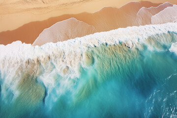 Fototapeta na wymiar Beautiful beach drone photography from above (Generative AI)