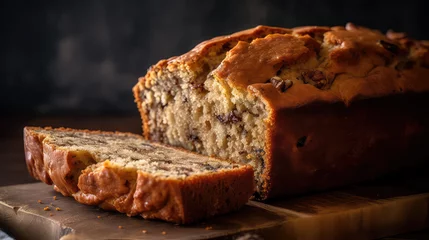 Gordijnen Banana bread: A moist and flavorful quick bread made with ripe bananas © Soroosh
