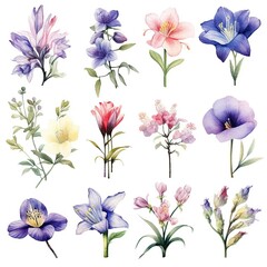 Floral Symphony: A Pack of Beautiful Flower Elements. Generative AI