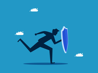 man running with a shield vector illustration