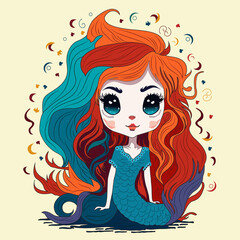 Little Mermaid illustration, Vector art