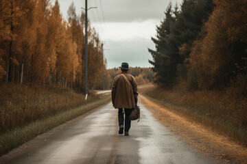 Man Walking On The Side Of The Road, Generative AI 