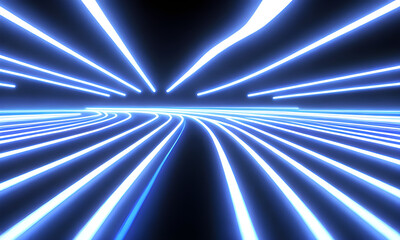 speed blue neon line, 3D rendering, clear focus, Generative AI, Generative, AI