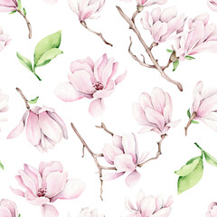 pattern with pink flowers.magnolia