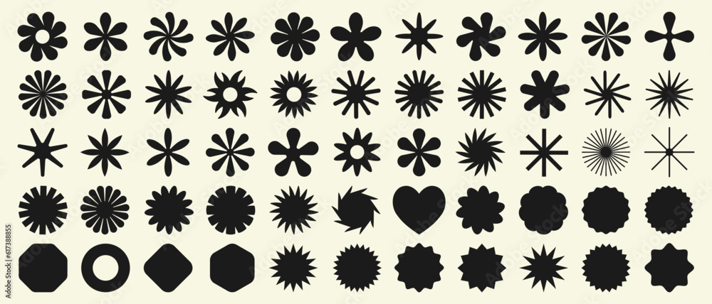 Poster set of brutalist geometric shapes vector design. cool trendy abstract figures collection. graphic el
