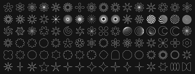 Set of Brutalist Geometric Shapes Vector Design. Cool Trendy Abstract Figures Collection. Graphic Elements.