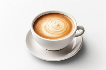 Top View Photo Of Coffee Drink In White Background, Generative AI
